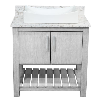 30-inch Bath Vanity with Café Mocha Quartz Counter and Sink - NOBV-30SG-6001-1141