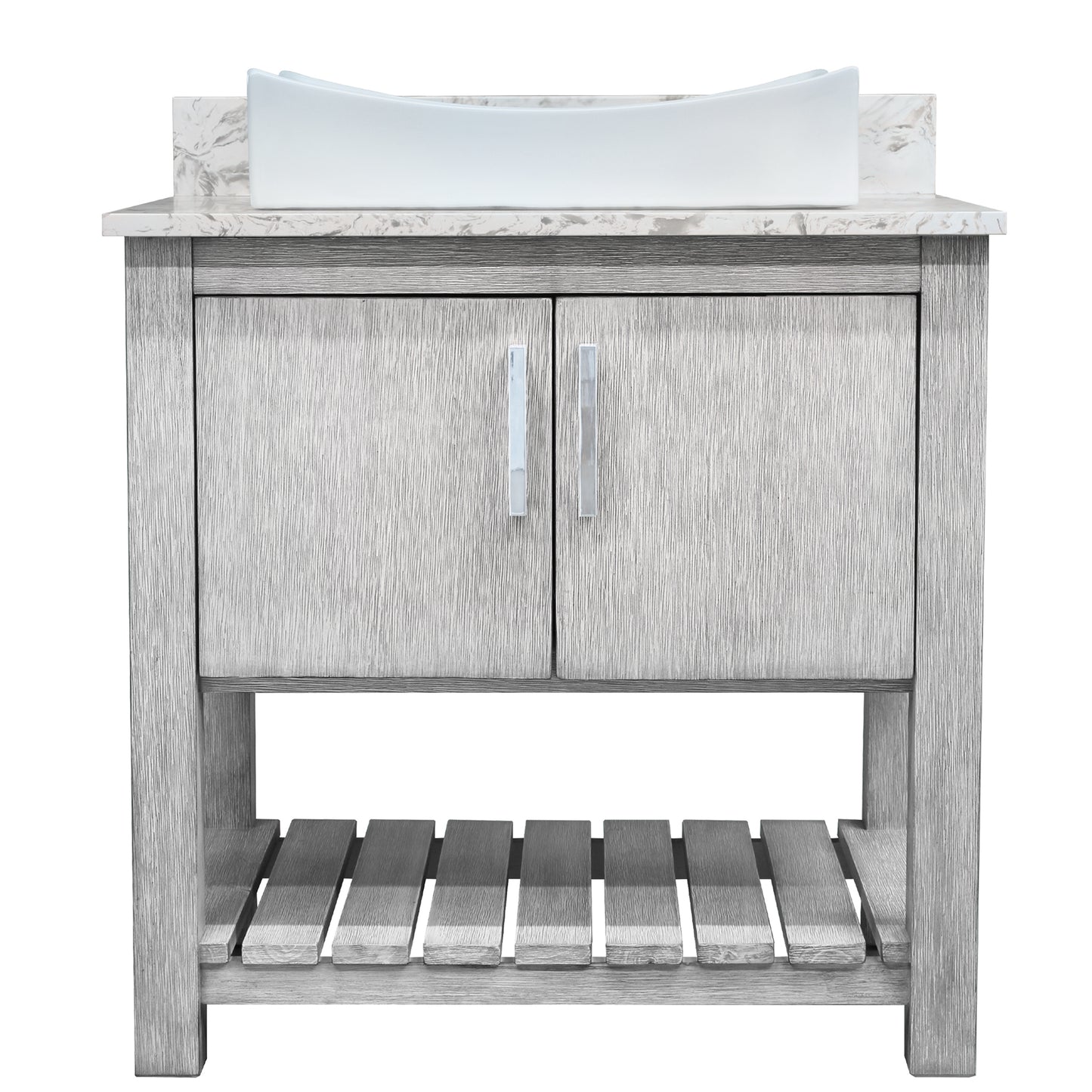 30-inch Bath Vanity with Café Mocha Quartz Counter and Sink - NOBV-30SG-6001-1141