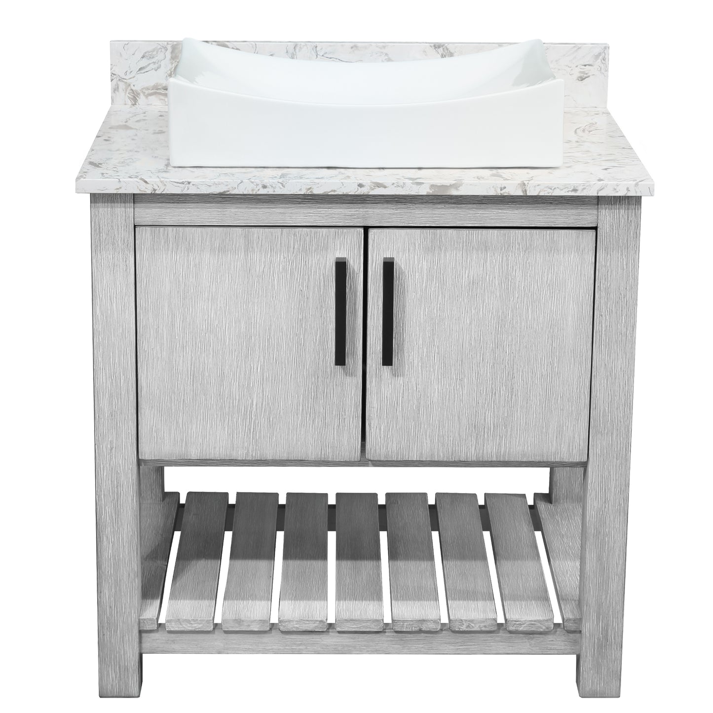 30-inch Bath Vanity with Café Mocha Quartz Counter and Sink - NOBV-30SG-6001-1141