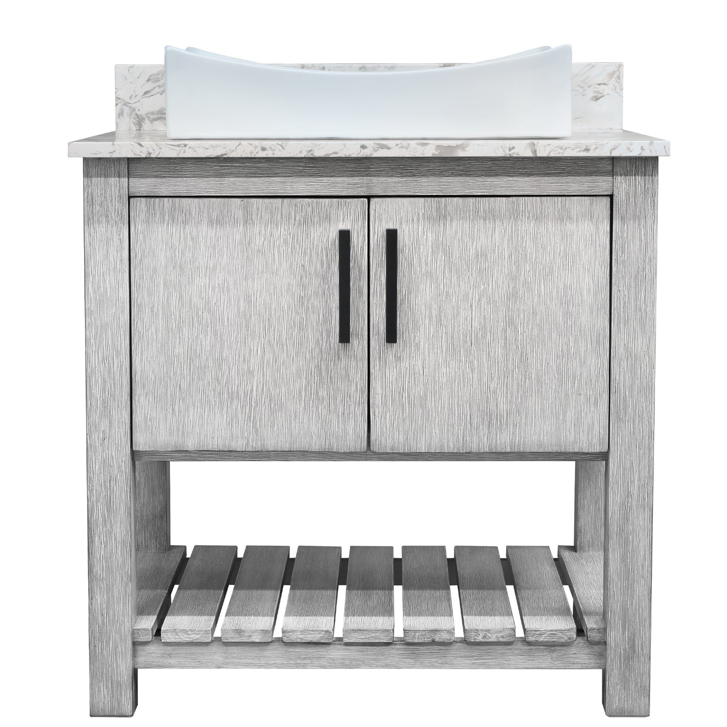 30-inch Bath Vanity with Café Mocha Quartz Counter and Sink - NOBV-30SG-6001-1141