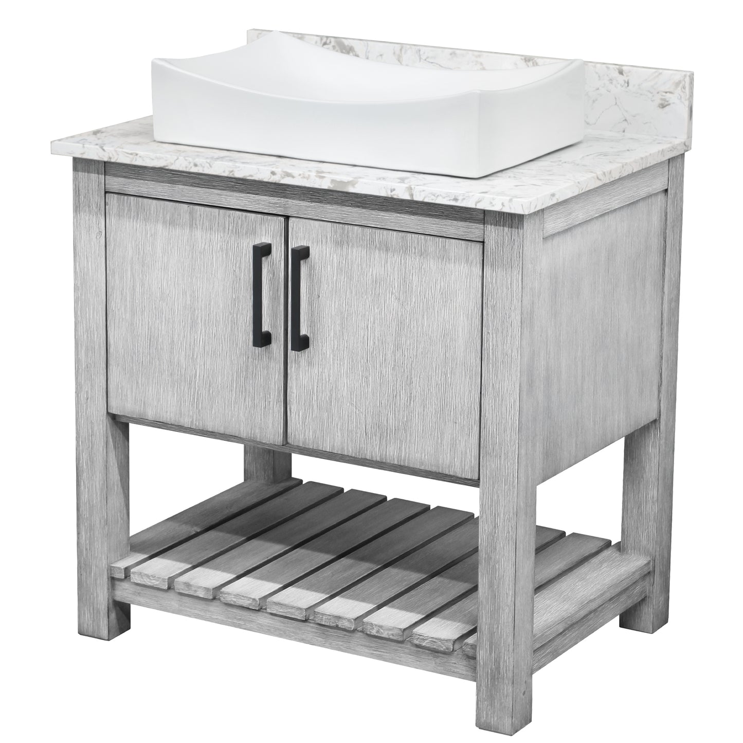 30-inch Bath Vanity with Café Mocha Quartz Counter and Sink - NOBV-30SG-6001-1141