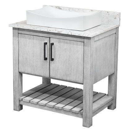 30-inch Bath Vanity with Café Mocha Quartz Counter and Sink - NOBV-30SG-6001-1141