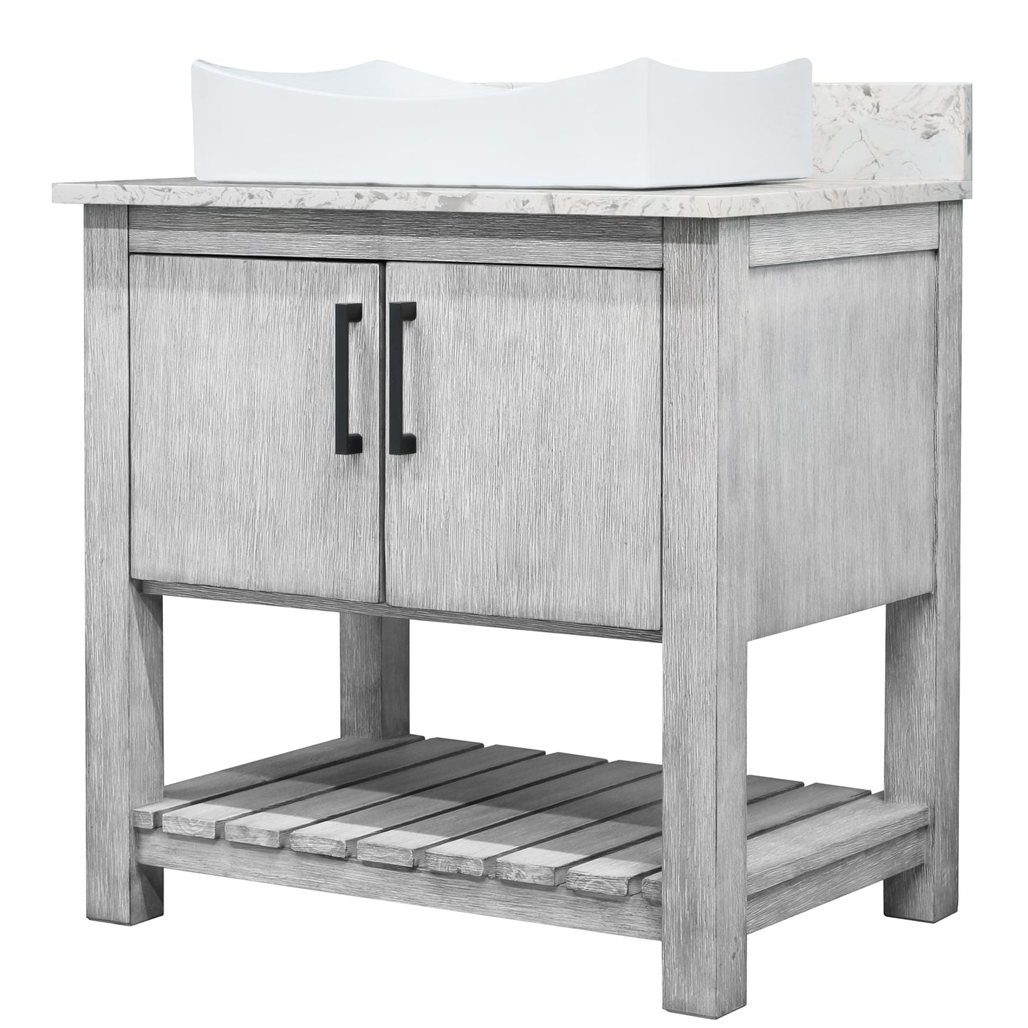 30-inch Bath Vanity with Café Mocha Quartz Counter and Sink - NOBV-30SG-6001-1141