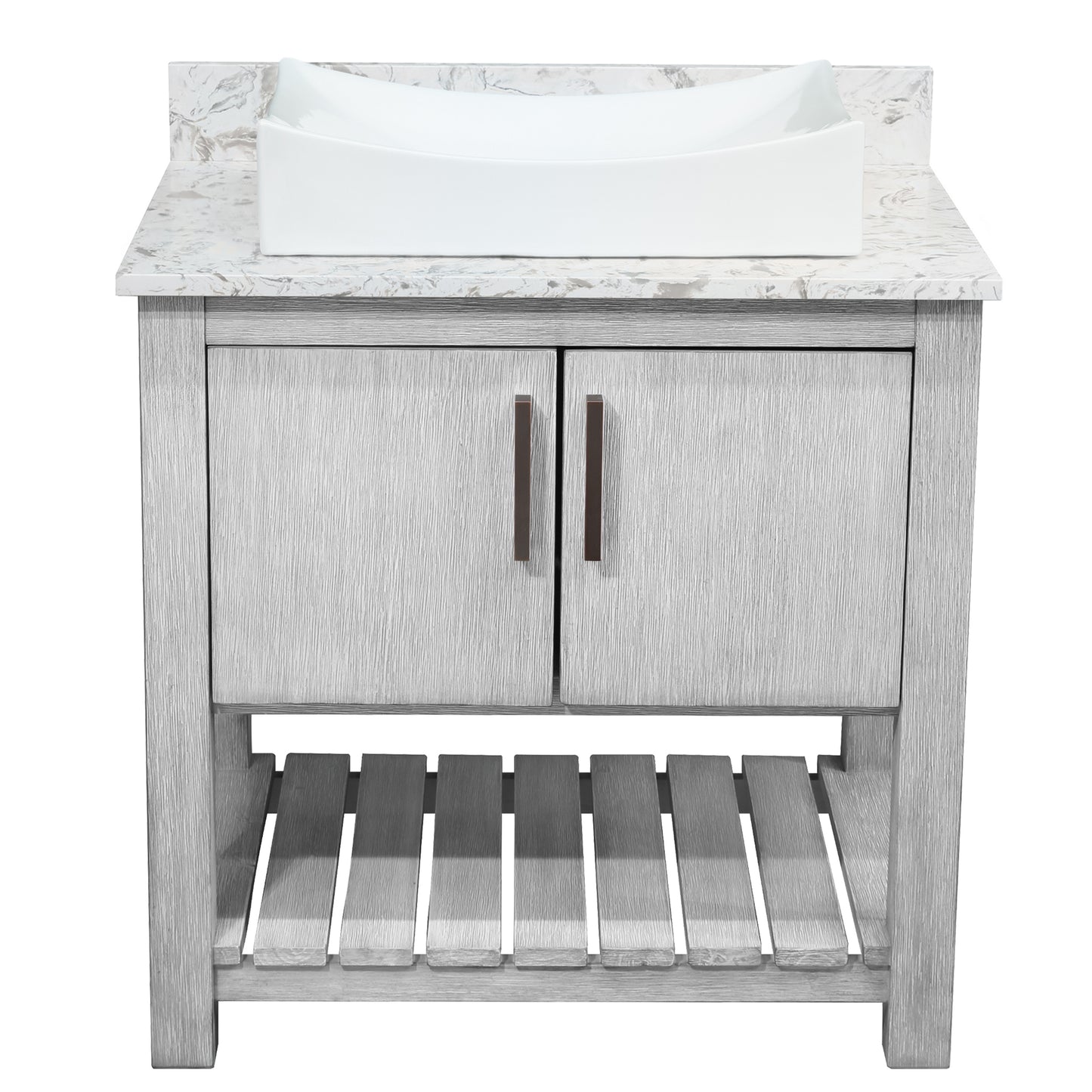 30-inch Bath Vanity with Café Mocha Quartz Counter and Sink - NOBV-30SG-6001-1141