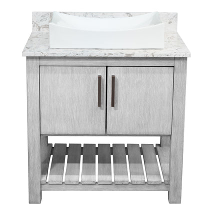 30-inch Bath Vanity with Café Mocha Quartz Counter and Sink - NOBV-30SG-6001-1141