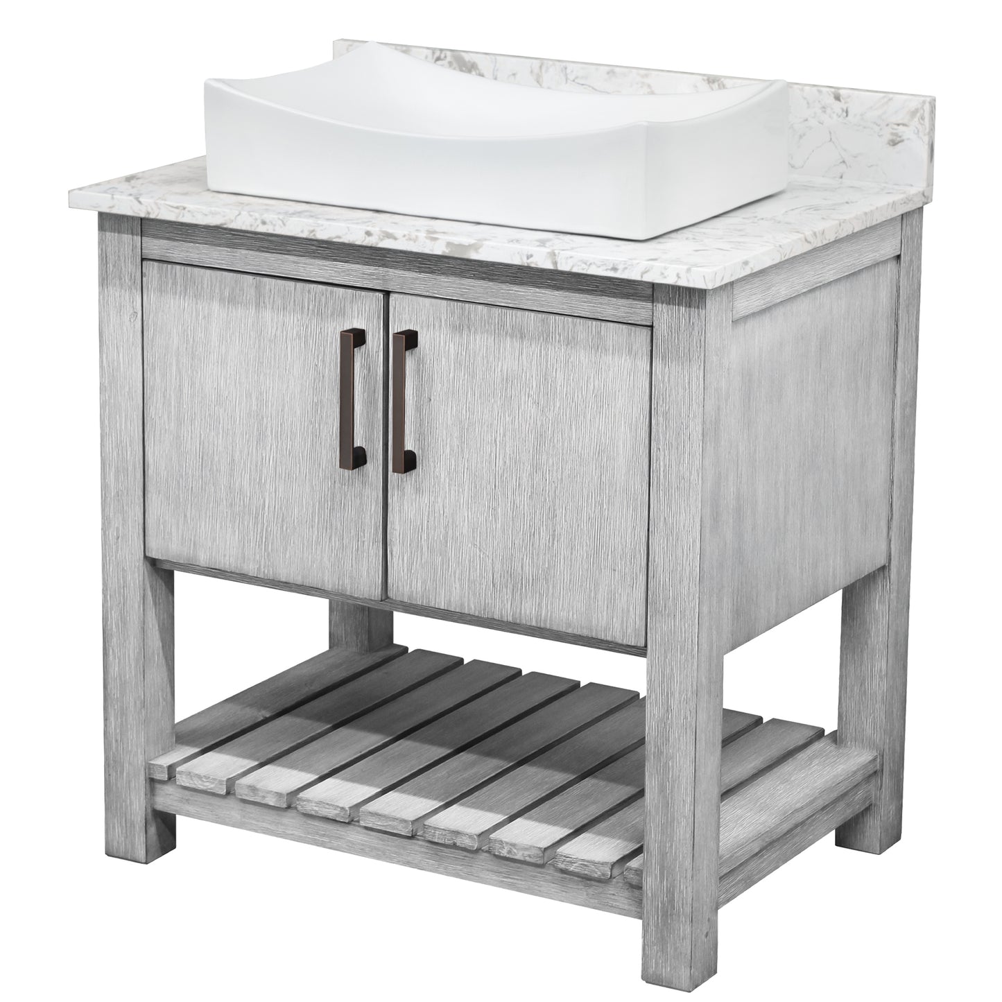 30-inch Bath Vanity with Café Mocha Quartz Counter and Sink - NOBV-30SG-6001-1141