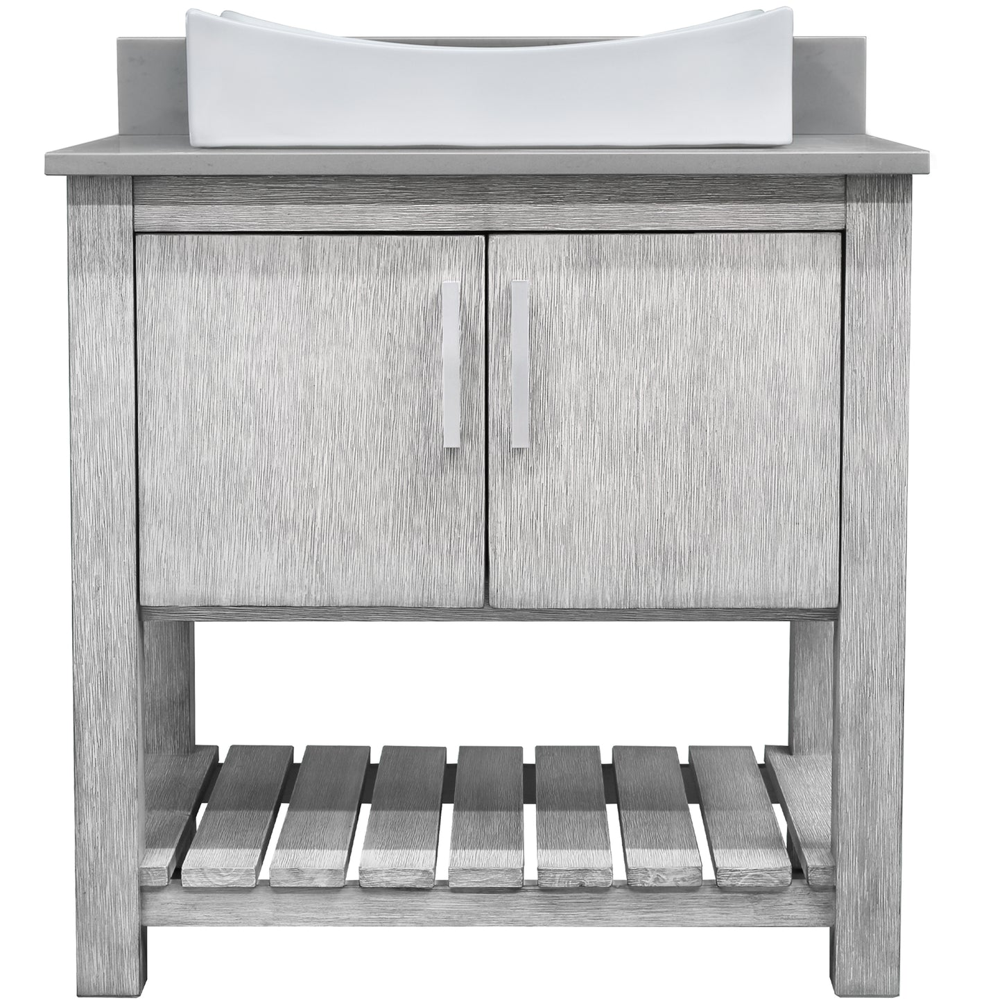 30-inch Bath Vanity with Storm Grey Quartz Counter and Sink - NOBV-30SG-280-01141