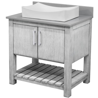 30-inch Bath Vanity with Storm Grey Quartz Counter and Sink - NOBV-30SG-280-01141