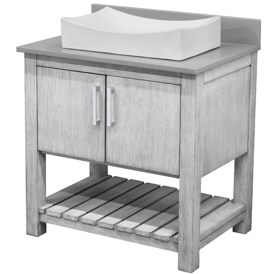 30-inch Bath Vanity with Storm Grey Quartz Counter and Sink - NOBV-30SG-280-01141