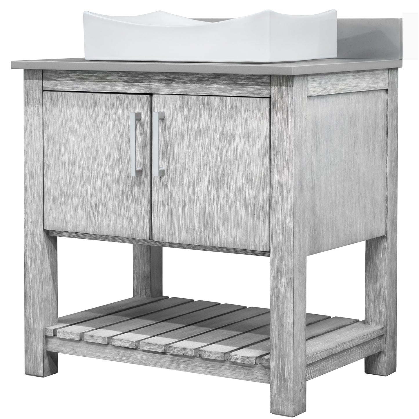 30-inch Bath Vanity with Storm Grey Quartz Counter and Sink - NOBV-30SG-280-01141