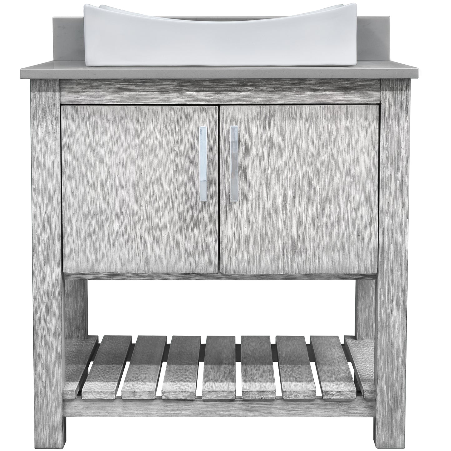 30-inch Bath Vanity with Storm Grey Quartz Counter and Sink - NOBV-30SG-280-01141