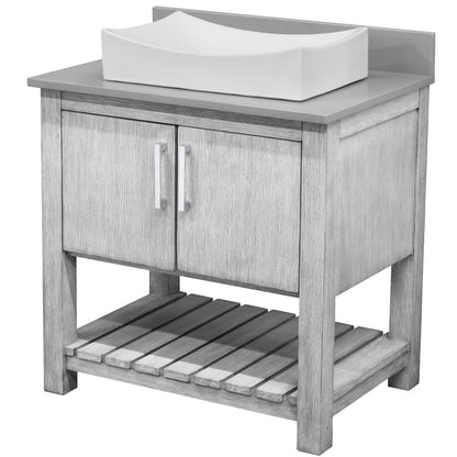30-inch Bath Vanity with Storm Grey Quartz Counter and Sink - NOBV-30SG-280-01141
