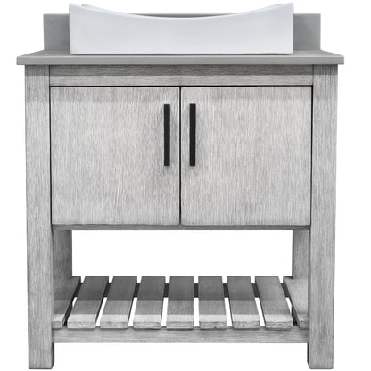 30-inch Bath Vanity with Storm Grey Quartz Counter and Sink - NOBV-30SG-280-01141