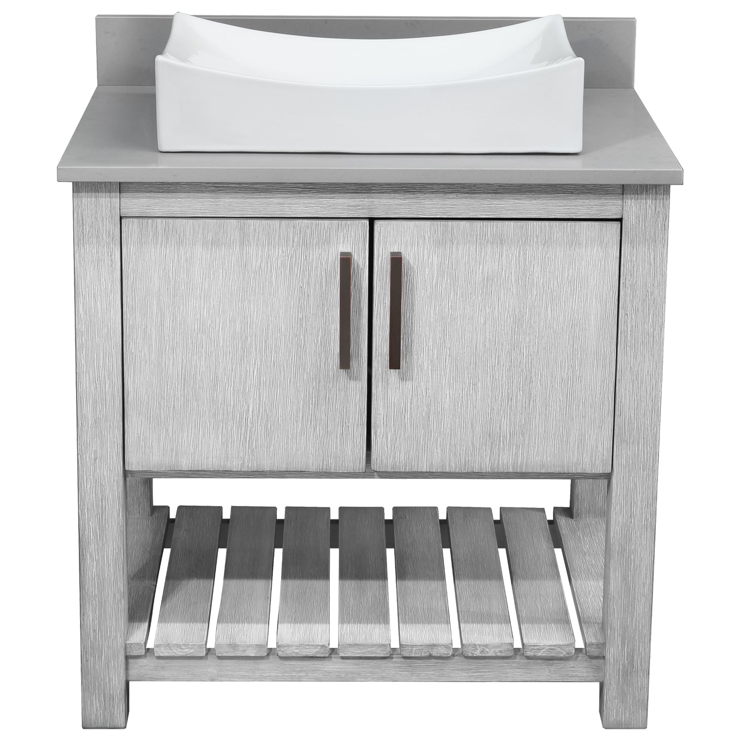 30-inch Bath Vanity with Storm Grey Quartz Counter and Sink - NOBV-30SG-280-01141