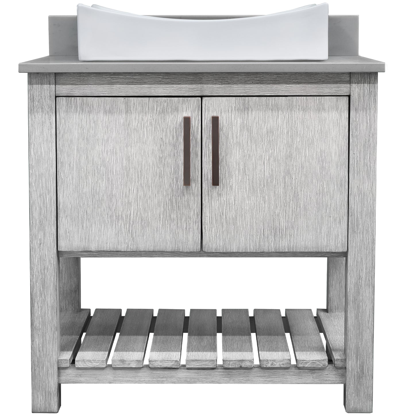 30-inch Bath Vanity with Storm Grey Quartz Counter and Sink - NOBV-30SG-280-01141