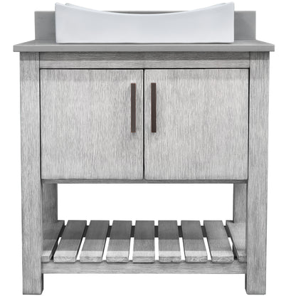 30-inch Bath Vanity with Storm Grey Quartz Counter and Sink - NOBV-30SG-280-01141