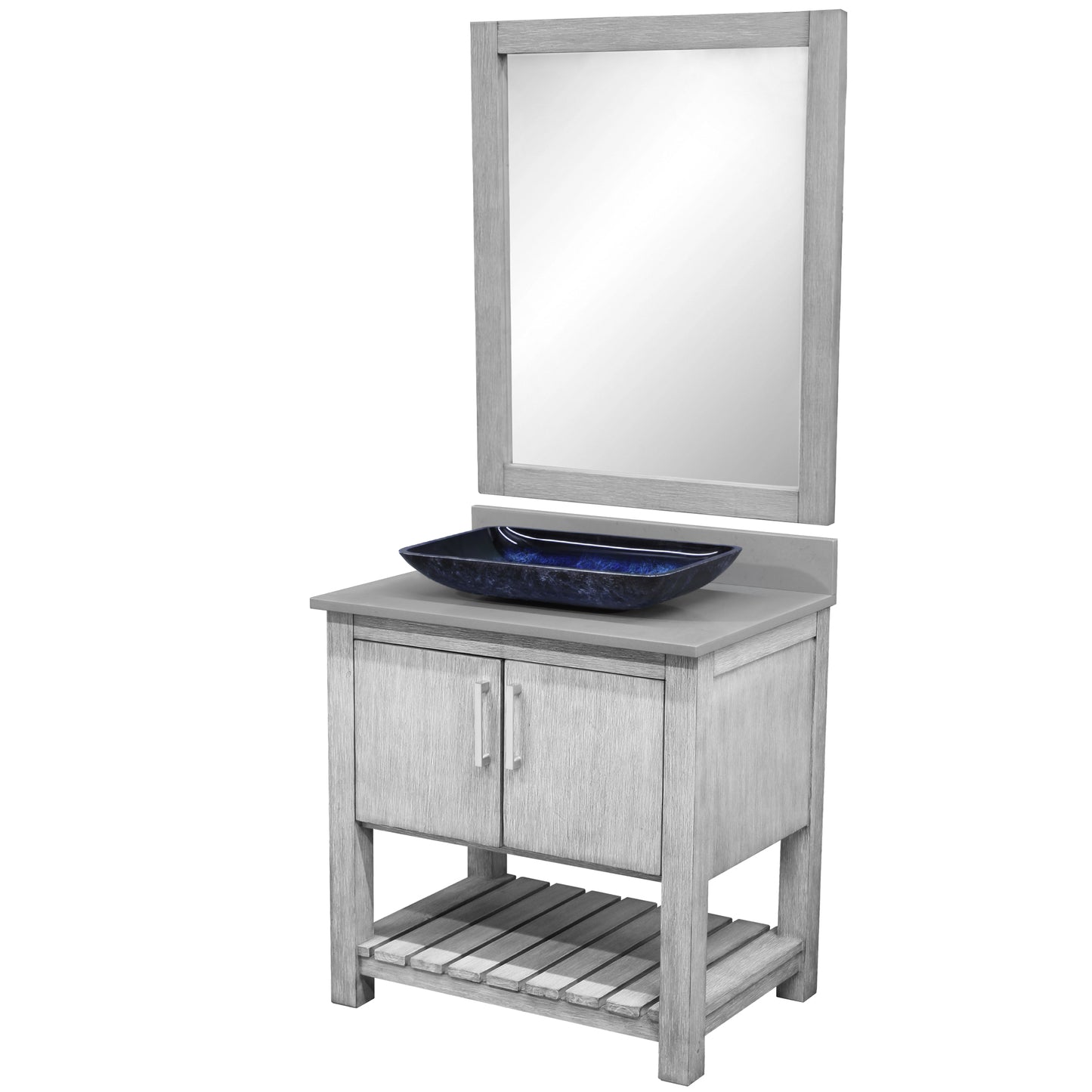 30-inch Bath Vanity with Storm Grey Counter and Sink, NOBV-30SG-280-19034
