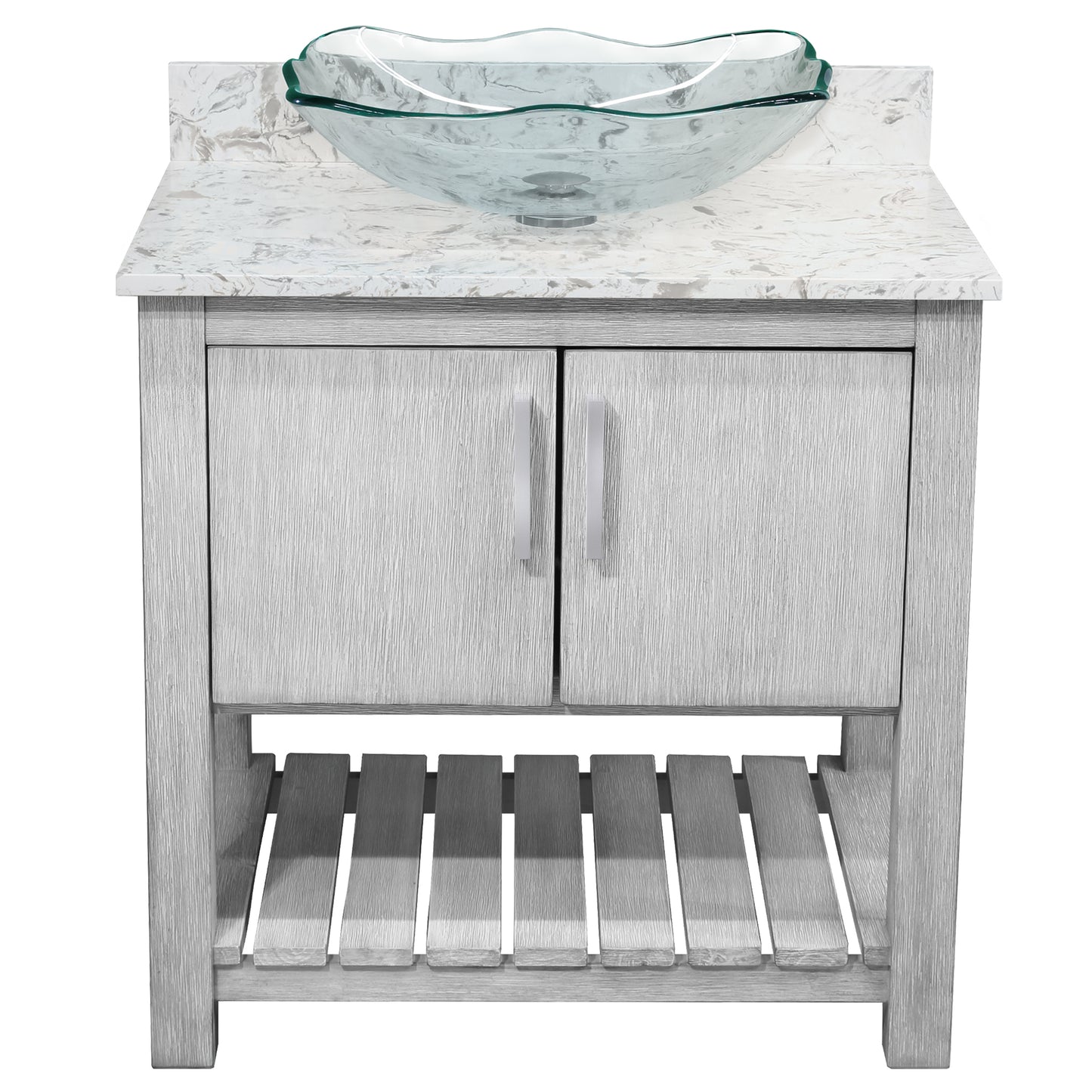 30-inch Bath Vanity with Café Mocha Quartz Counter and Sink - NOBV-30SG-6001-317C