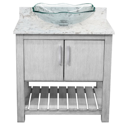 30-inch Bath Vanity with Café Mocha Quartz Counter and Sink - NOBV-30SG-6001-317C