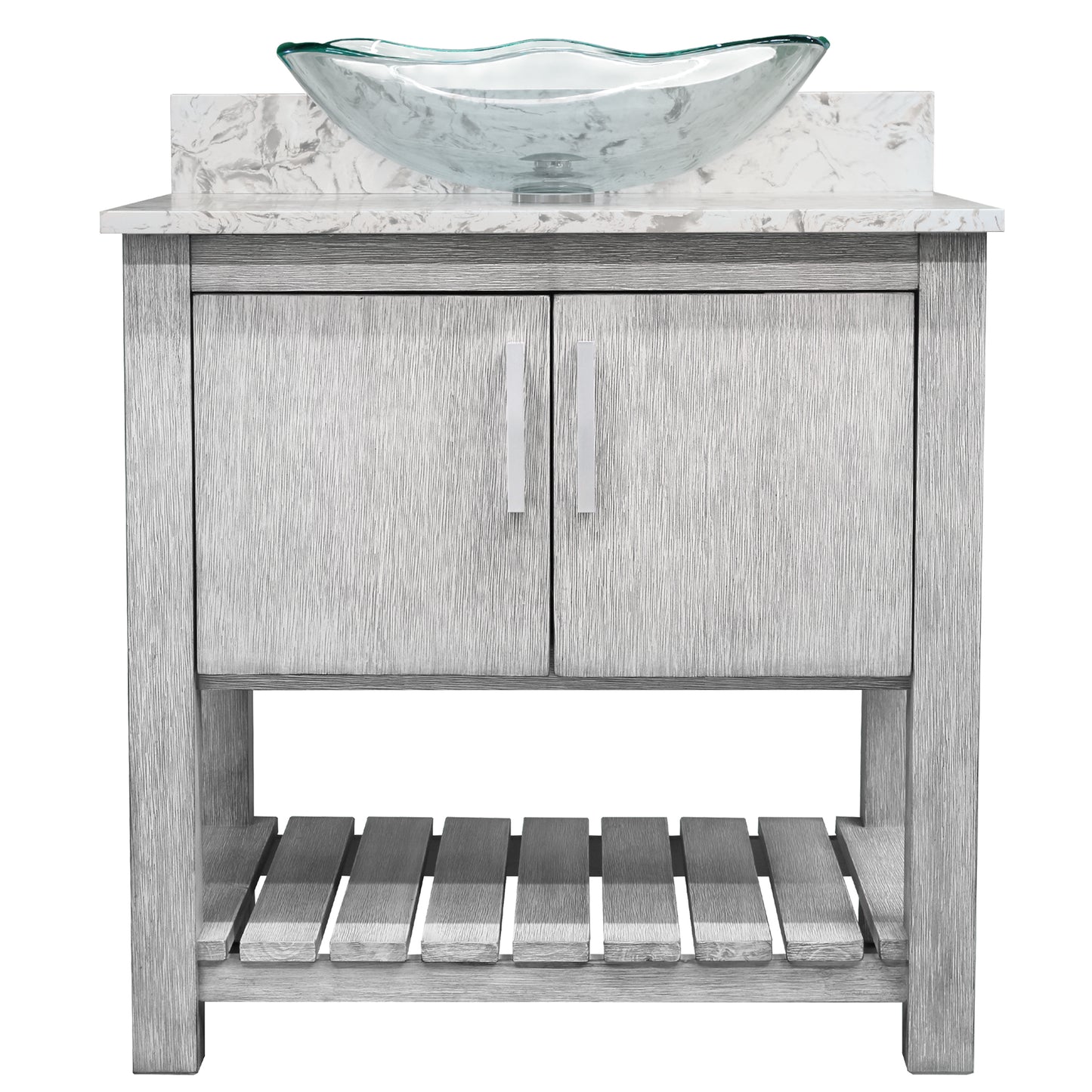 30-inch Bath Vanity with Café Mocha Quartz Counter and Sink - NOBV-30SG-6001-317C