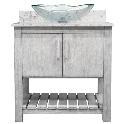 30-inch Bath Vanity with Café Mocha Quartz Counter and Sink - NOBV-30SG-6001-317C