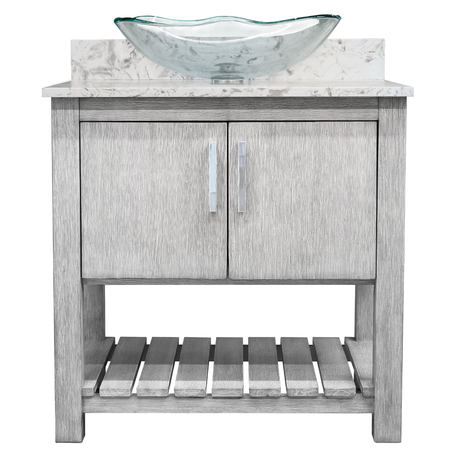 30-inch Bath Vanity with Café Mocha Quartz Counter and Sink - NOBV-30SG-6001-317C