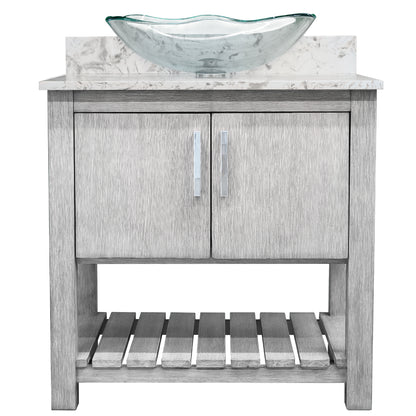 30-inch Bath Vanity with Café Mocha Quartz Counter and Sink - NOBV-30SG-6001-317C