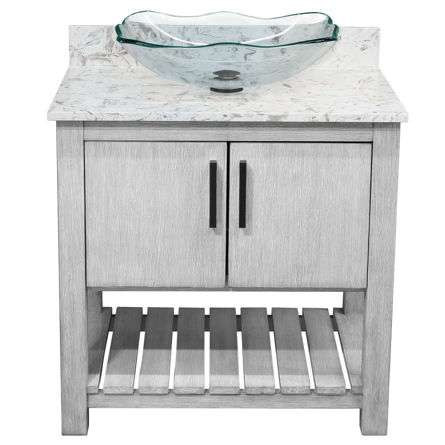 30-inch Bath Vanity with Café Mocha Quartz Counter and Sink - NOBV-30SG-6001-317C