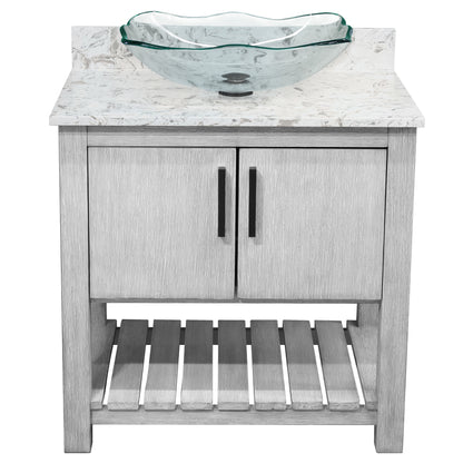 30-inch Bath Vanity with Café Mocha Quartz Counter and Sink - NOBV-30SG-6001-317C