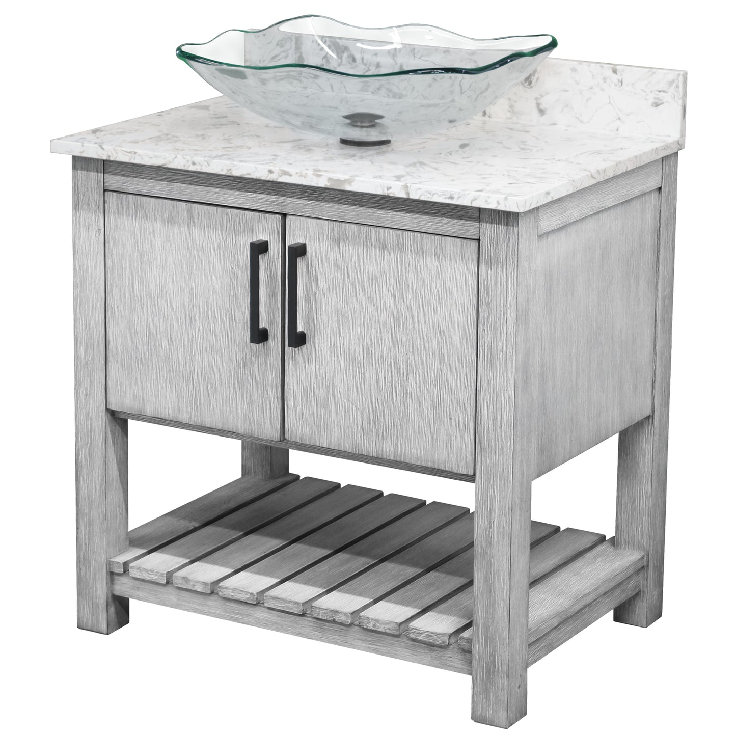 30-inch Bath Vanity with Café Mocha Quartz Counter and Sink - NOBV-30SG-6001-317C