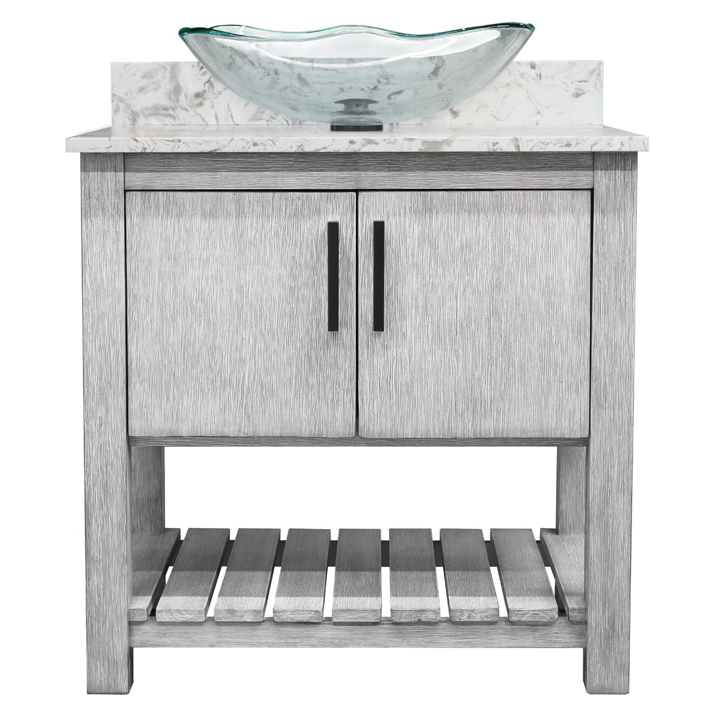 30-inch Bath Vanity with Café Mocha Quartz Counter and Sink - NOBV-30SG-6001-317C