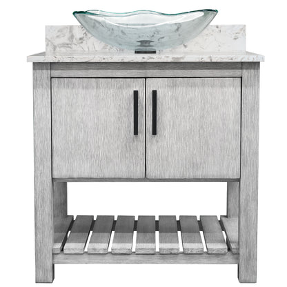 30-inch Bath Vanity with Café Mocha Quartz Counter and Sink - NOBV-30SG-6001-317C