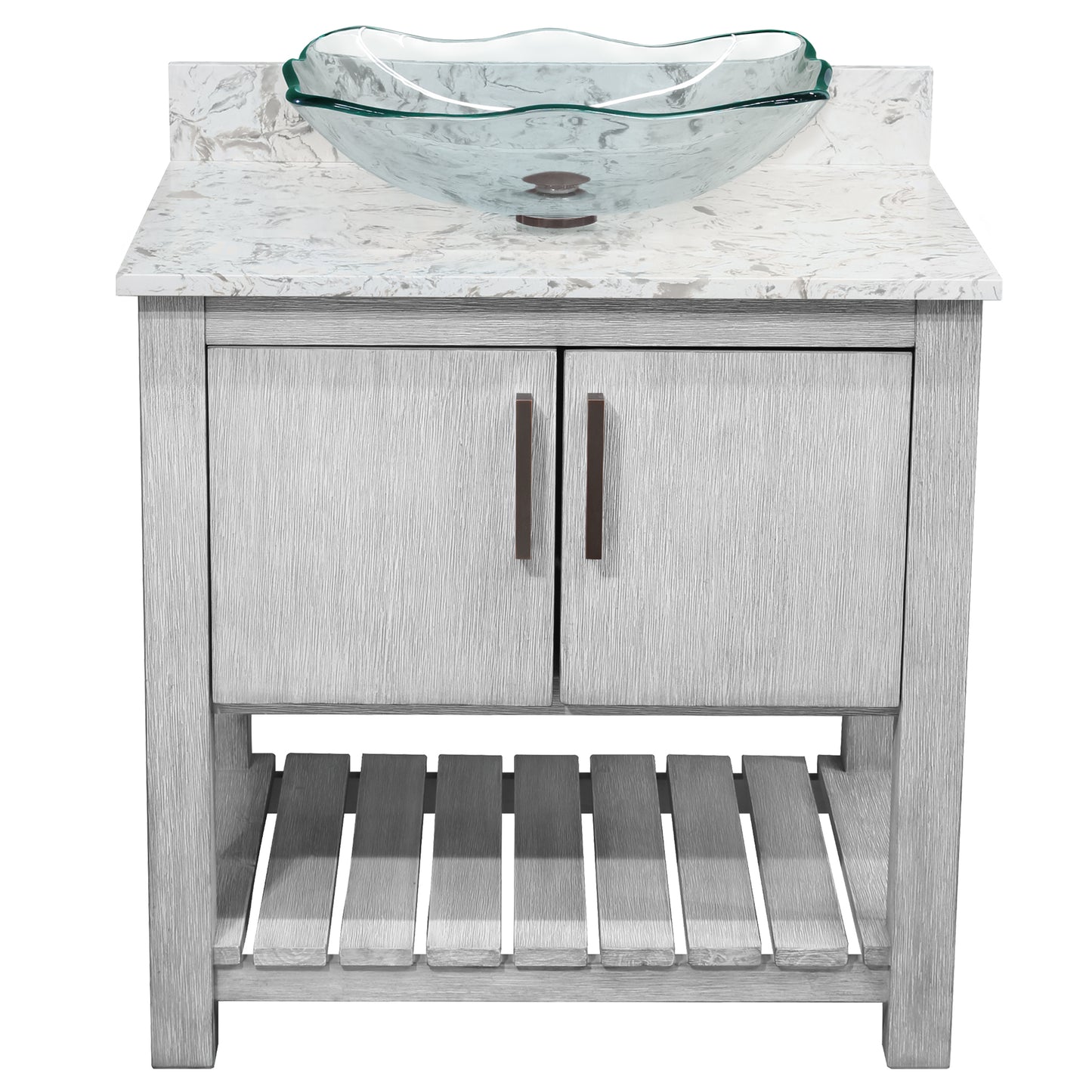 30-inch Bath Vanity with Café Mocha Quartz Counter and Sink - NOBV-30SG-6001-317C