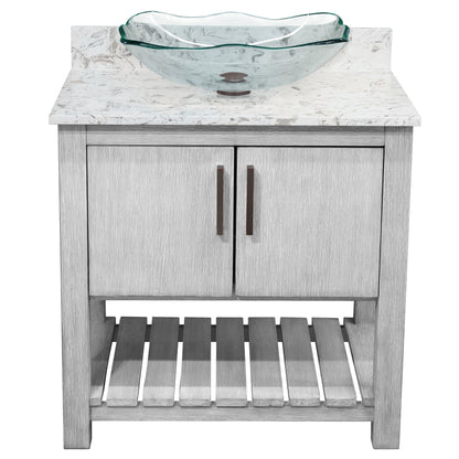 30-inch Bath Vanity with Café Mocha Quartz Counter and Sink - NOBV-30SG-6001-317C