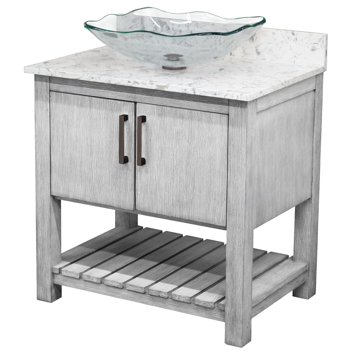 30-inch Bath Vanity with Café Mocha Quartz Counter and Sink - NOBV-30SG-6001-317C