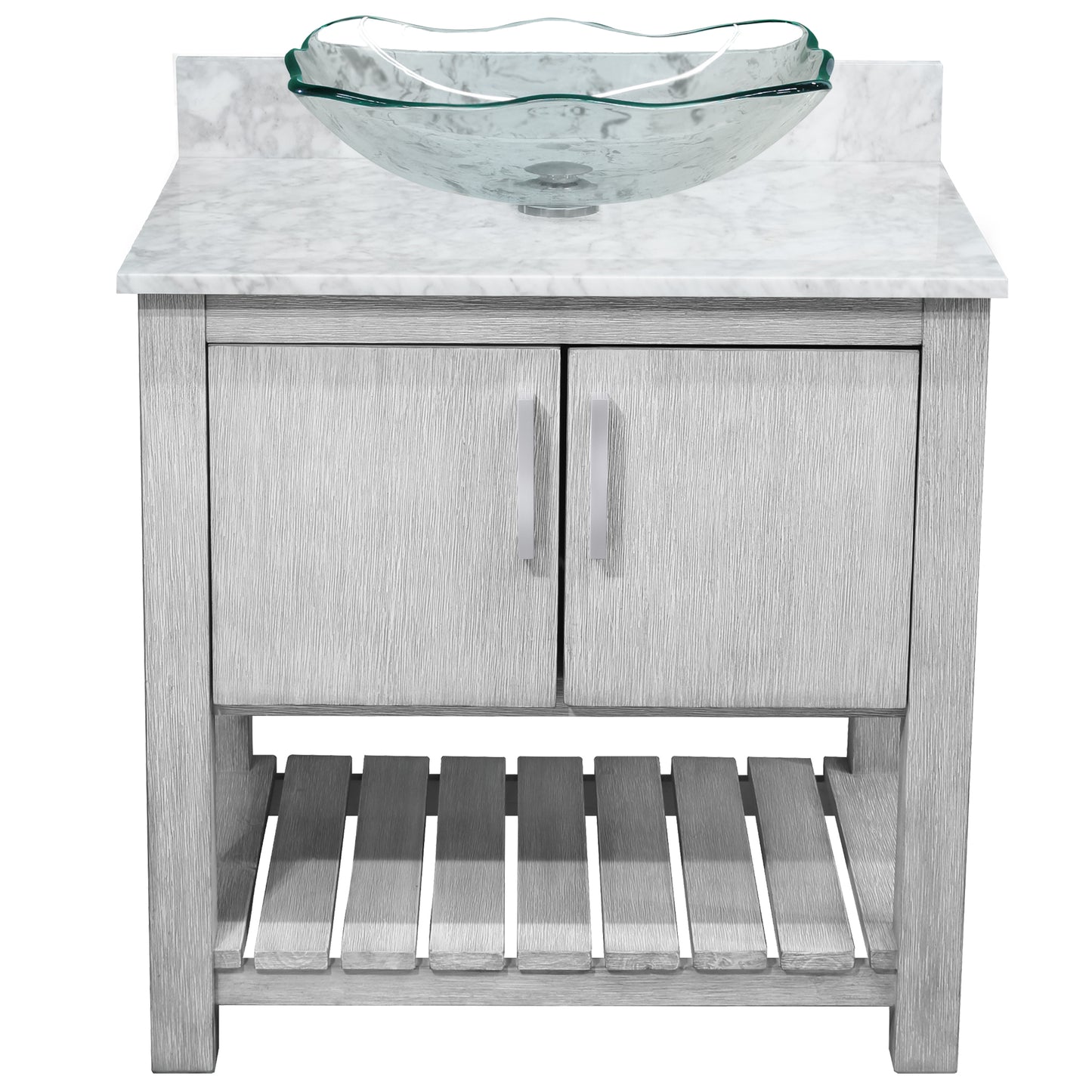 30-inch Bath Vanity with Carrara White Marble Counter and Sink - NOBV-30SG-CAR-317C