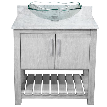 30-inch Bath Vanity with Carrara White Marble Counter and Sink - NOBV-30SG-CAR-317C