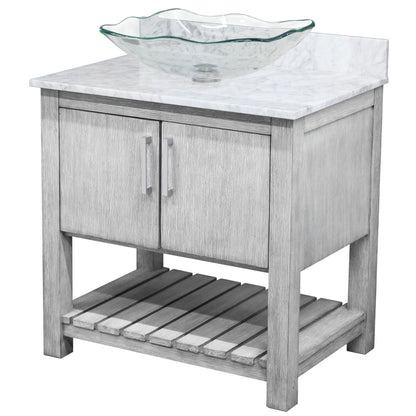 30-inch Bath Vanity with Carrara White Marble Counter and Sink - NOBV-30SG-CAR-317C