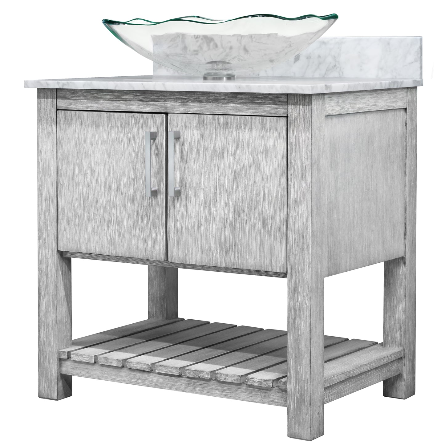 30-inch Bath Vanity with Carrara White Marble Counter and Sink - NOBV-30SG-CAR-317C