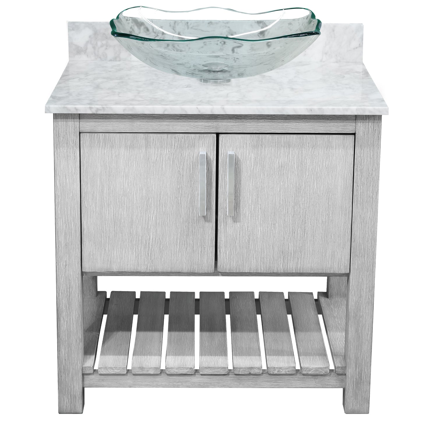 30-inch Bath Vanity with Carrara White Marble Counter and Sink - NOBV-30SG-CAR-317C