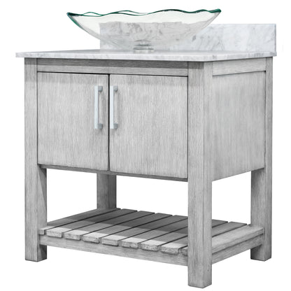30-inch Bath Vanity with Carrara White Marble Counter and Sink - NOBV-30SG-CAR-317C