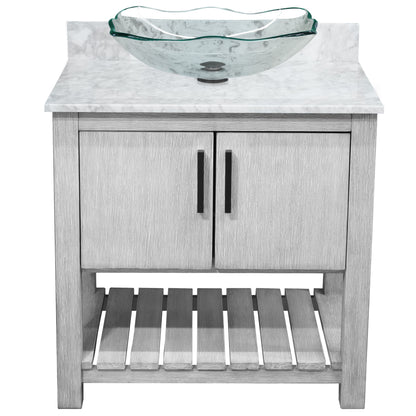 30-inch Bath Vanity with Carrara White Marble Counter and Sink - NOBV-30SG-CAR-317C
