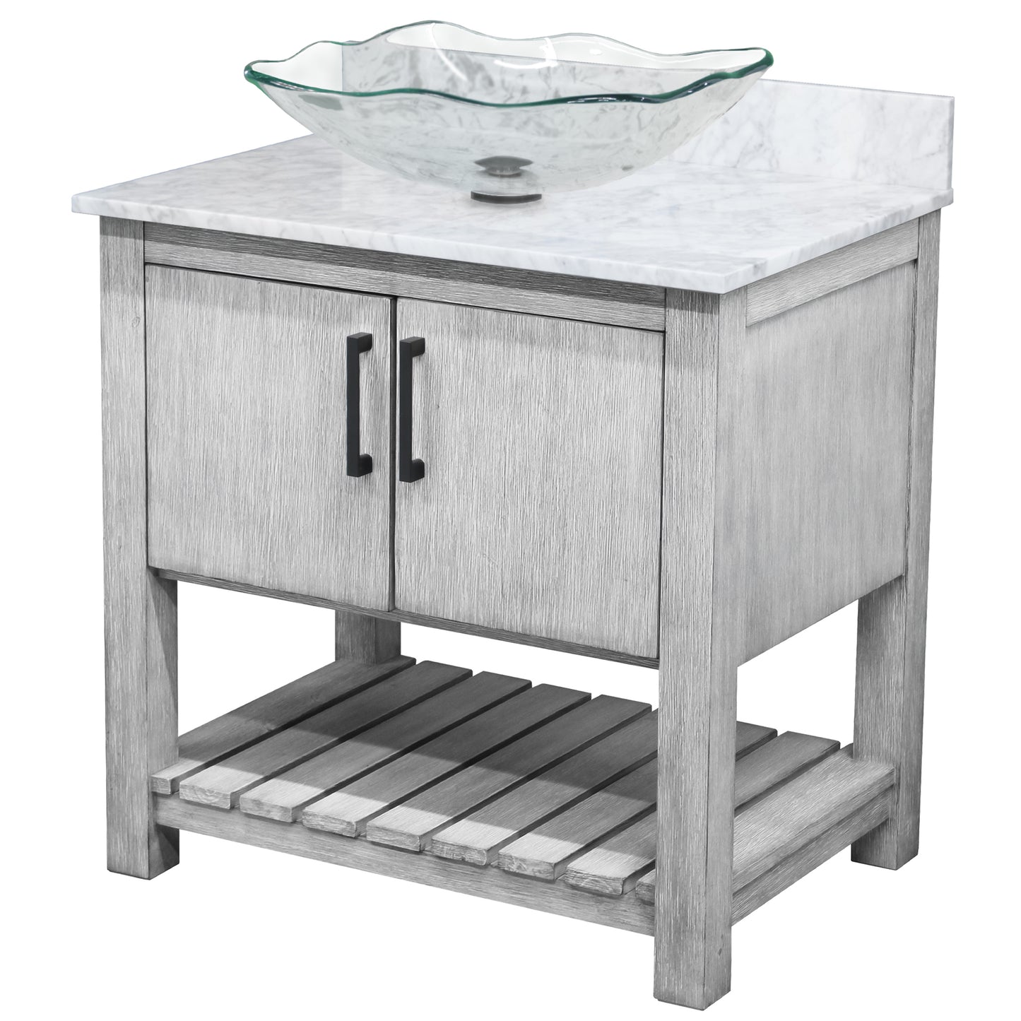 30-inch Bath Vanity with Carrara White Marble Counter and Sink - NOBV-30SG-CAR-317C