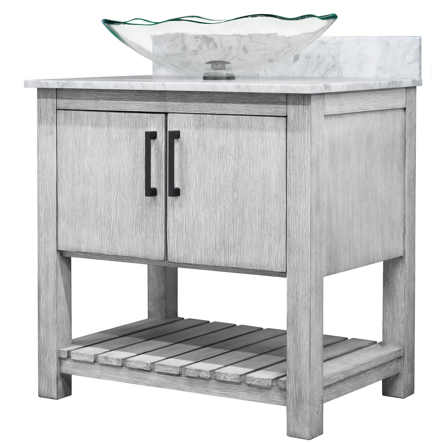 30-inch Bath Vanity with Carrara White Marble Counter and Sink - NOBV-30SG-CAR-317C