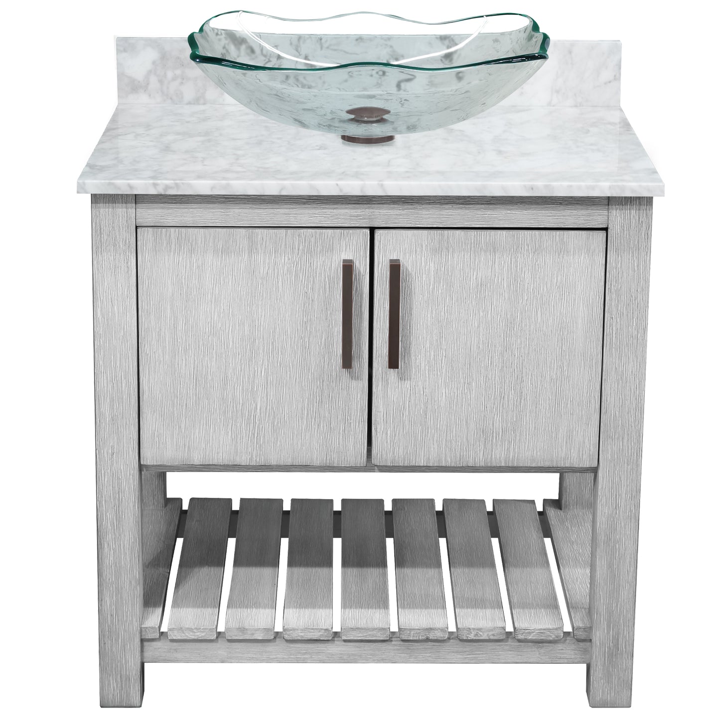 30-inch Bath Vanity with Carrara White Marble Counter and Sink - NOBV-30SG-CAR-317C