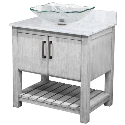 30-inch Bath Vanity with Carrara White Marble Counter and Sink - NOBV-30SG-CAR-317C