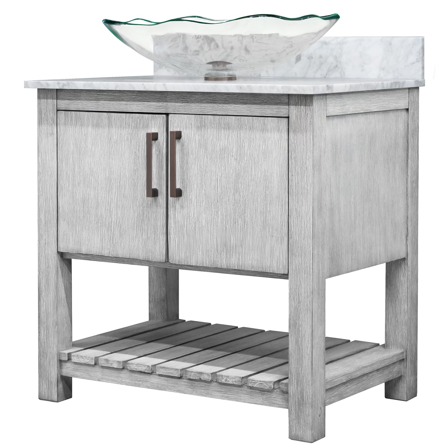 30-inch Bath Vanity with Carrara White Marble Counter and Sink - NOBV-30SG-CAR-317C