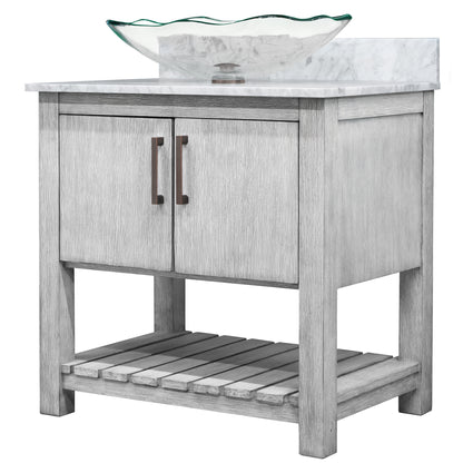 30-inch Bath Vanity with Carrara White Marble Counter and Sink - NOBV-30SG-CAR-317C