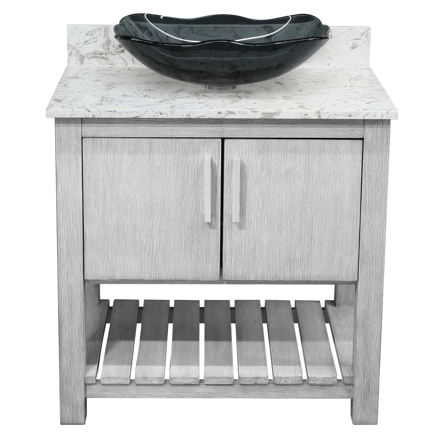 30-inch Bath Vanity with Café Mocha Quartz Counter and Sink - NOBV-30SG-6001-317G