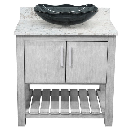 30-inch Bath Vanity with Café Mocha Quartz Counter and Sink - NOBV-30SG-6001-317G